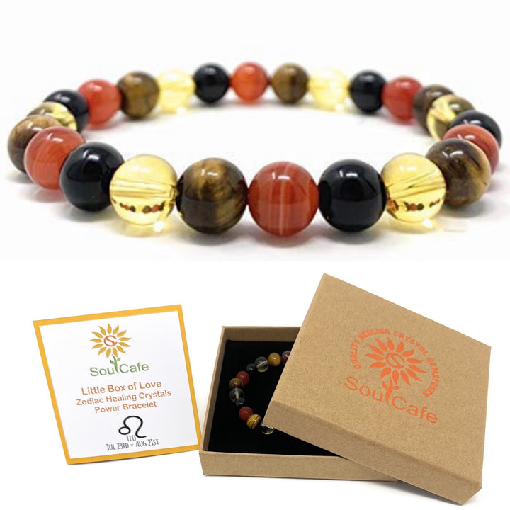 Leo Crystal Bracelet - Power Bracelet - Zodiac Birthstones - Gift Box & Tag