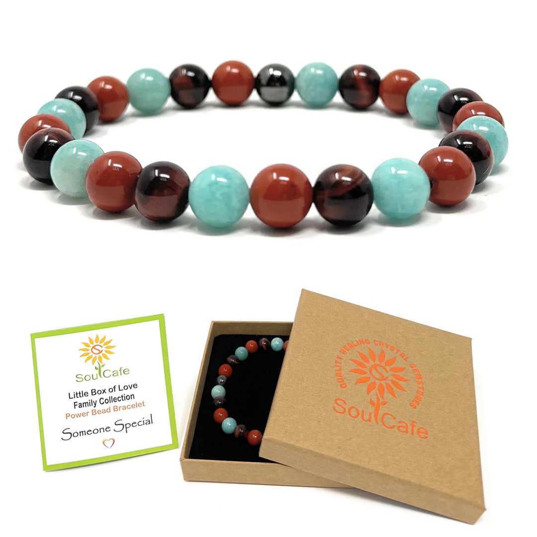 Gift for Someone Special - Stretch Bead Crystal Gemstone Bracelet - Soul Cafe Gift Box & Tag