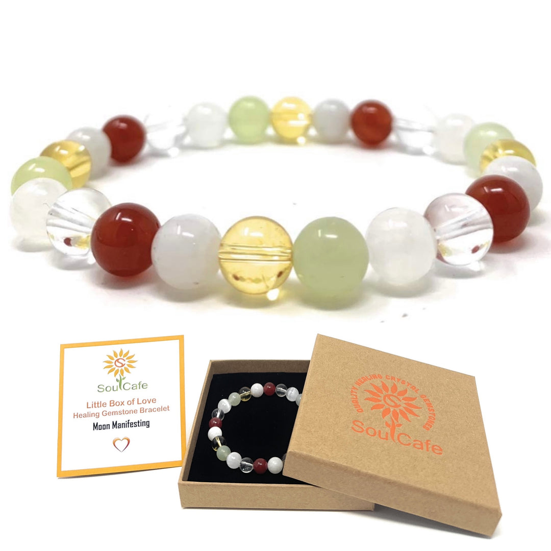 Moon Manifesting Crystal Gemstone Bracelet - Soul Cafe Gift Box & Tag