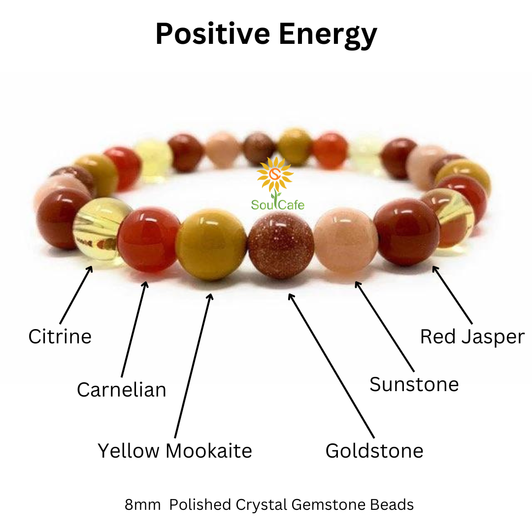 Positive Energy Crystal Gemstone Bead Bracelet - Soul Cafe Gift Box & Tag