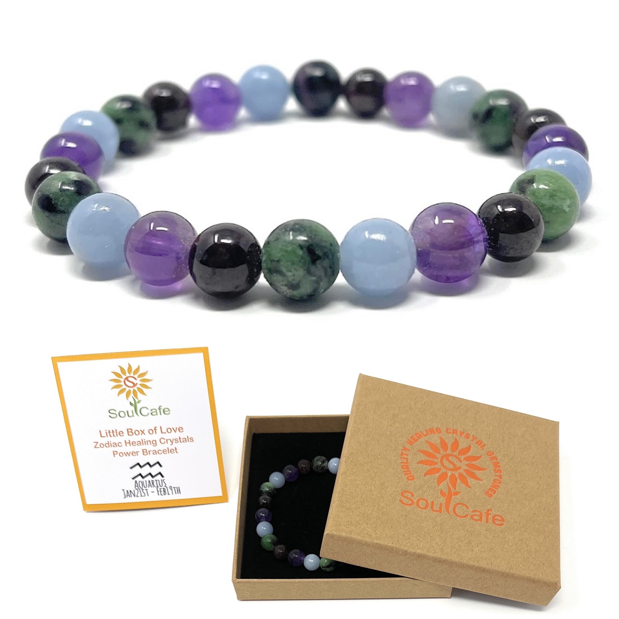 Aquarius Crystal Birthstone Bracelet | Aquarius Star Sign Gifts