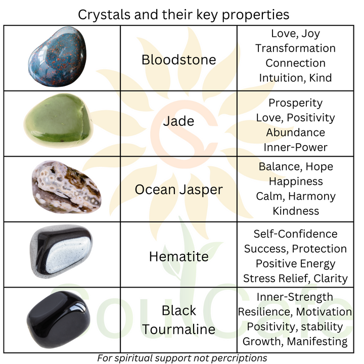 Men's Crystal Gemstone Bead Bracelet - Bloodstone, Jade, Ocean Jasper, Hematite, Black Tourmaline - Gift Box & Tag - S/M/L/XL