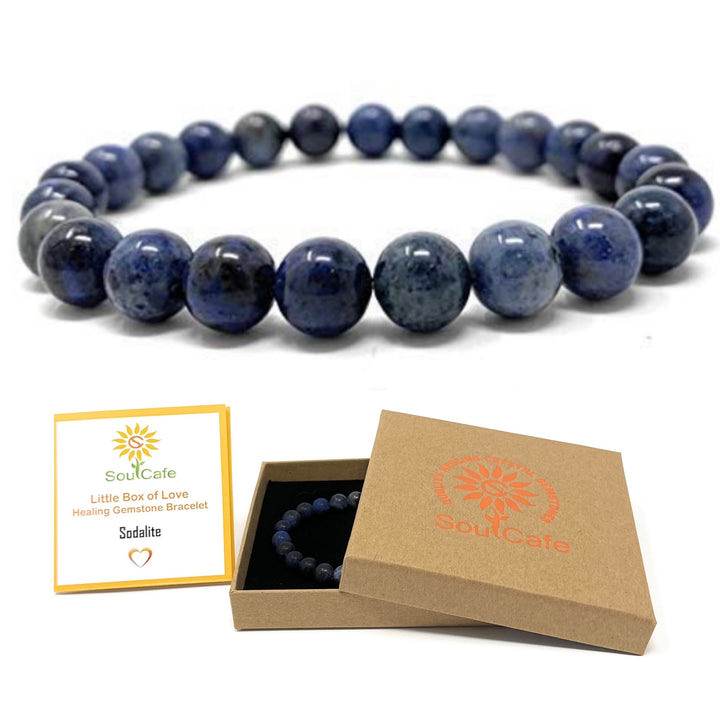 Sodalite Power Bead Crystal Bracelet - Crystal Gemstone Bracelet - Soul Cafe Gift Box & Tag