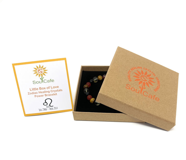 Leo Crystal Bracelet - Power Bracelet - Zodiac Birthstones - Gift Box & Tag