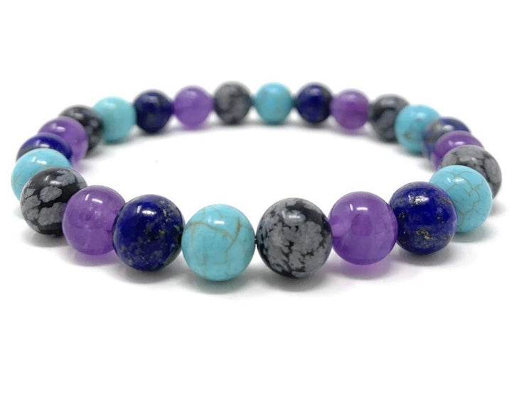 Sagittarius Crystal Bracelet - Power Bracelet - Zodiac Birthstones - Gift Box & Tag - Lapis Lazuli, Turquoise, Snowflake Obsidian, Amethyst