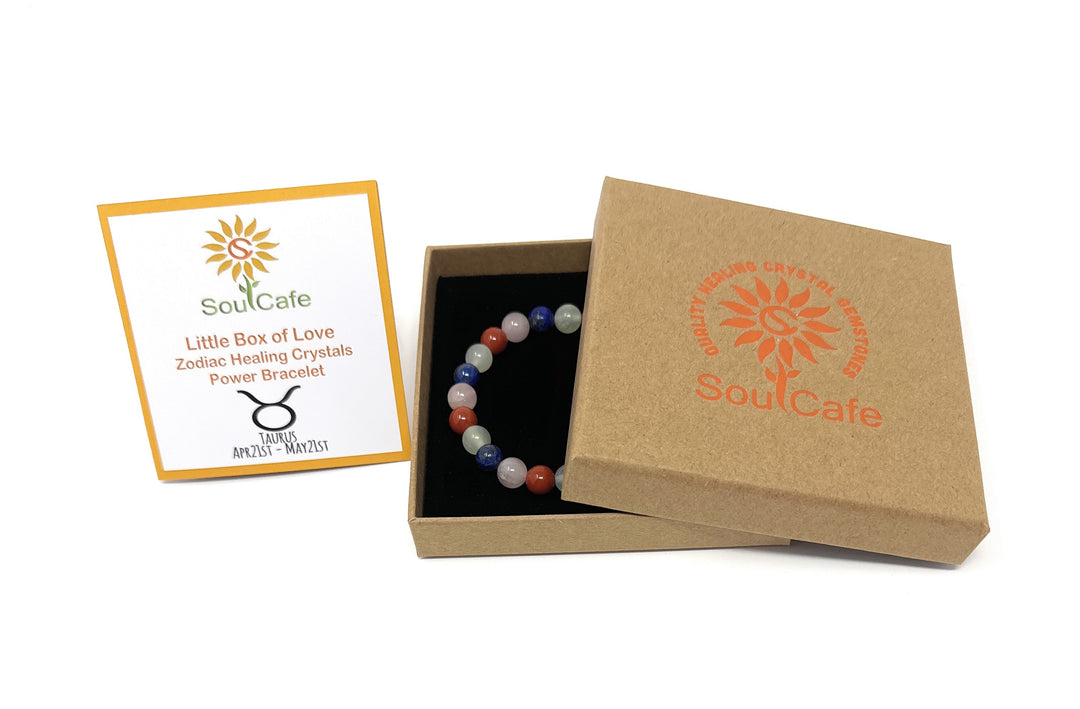 Taurus Crystal Bracelet - Power Bracelet - Zodiac Birthstones - Gift Box & Taurus Tag