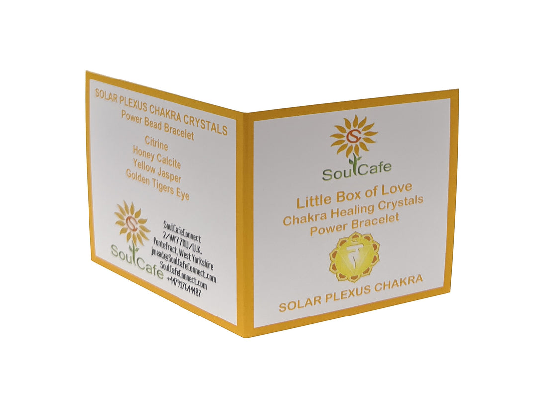 Solar Plexus Chakra Bracelet - Stretch Crystal Gemstone Bracelet - Citrine, Honey Calcite, Golden Tigers Eye, Yellow Jasper - Gift Box & Tag
