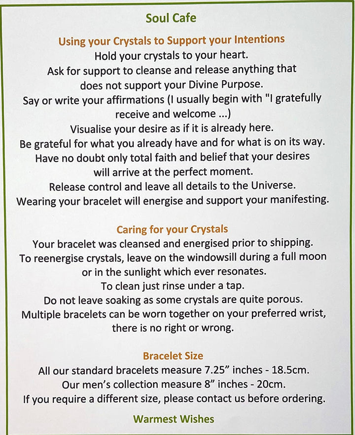 Addiction and Cravings Power Bead Bracelet - Crystal Gemstones - Soul Cafe Gift Box & Tag