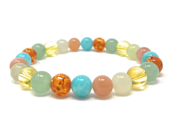 Crystal Gemstone Stretch Bracelet to give Holistic Support Manifesting Abundance - Soul Cafe Gift Box & Information Tag