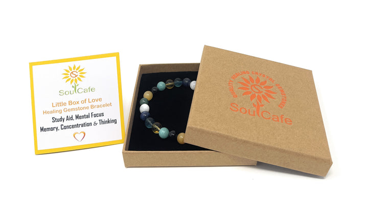 Study crystal Gemstone Stretch Bead Bracelet - Soul Cafe Gift Box & Tag