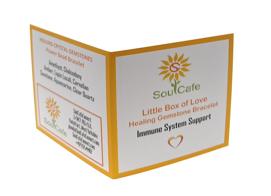 Immune System Crystal Gemstone Bead Bracelet - Soul Cafe Gift Box and Tag
