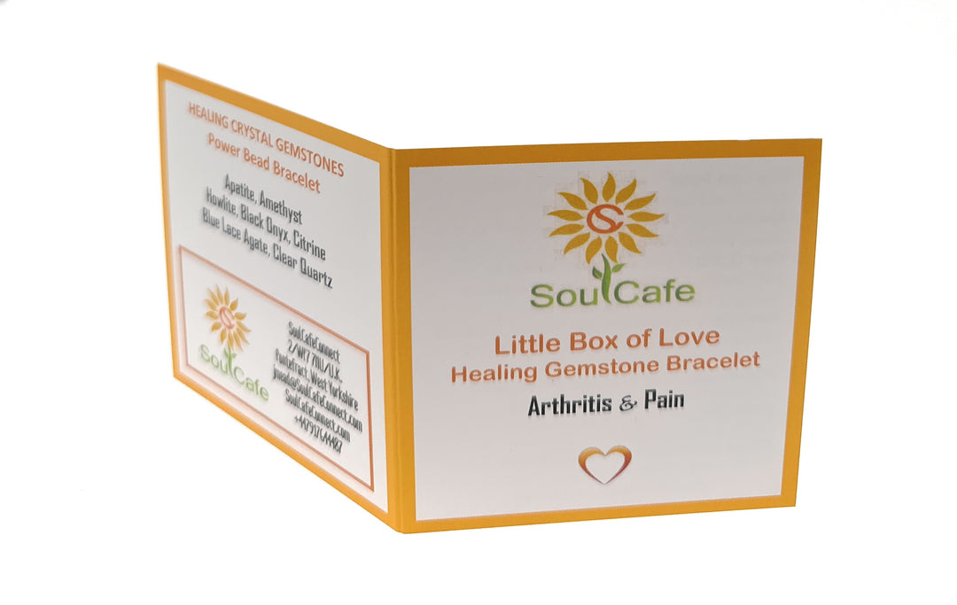 Arthritis and Pain Crystal Gemstone Stretch Bead Bracelet - Soul Cafe Gift Box & Tag