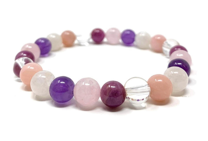 Love Crystal Power Bead Bracelet - Stretch Crystal Gemstone Bracelet - Attract love, deepen emotional bonds, and inspire passion.