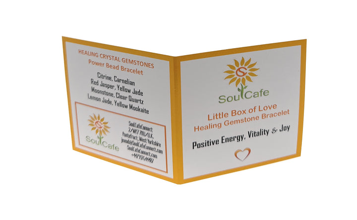 Positive Energy Crystal Gemstone Bead Bracelet - SoulCafe Gift Box and Tag - Vitality Bracelet - Joy Crystals - S/M/L/XL  S/M/L/XL