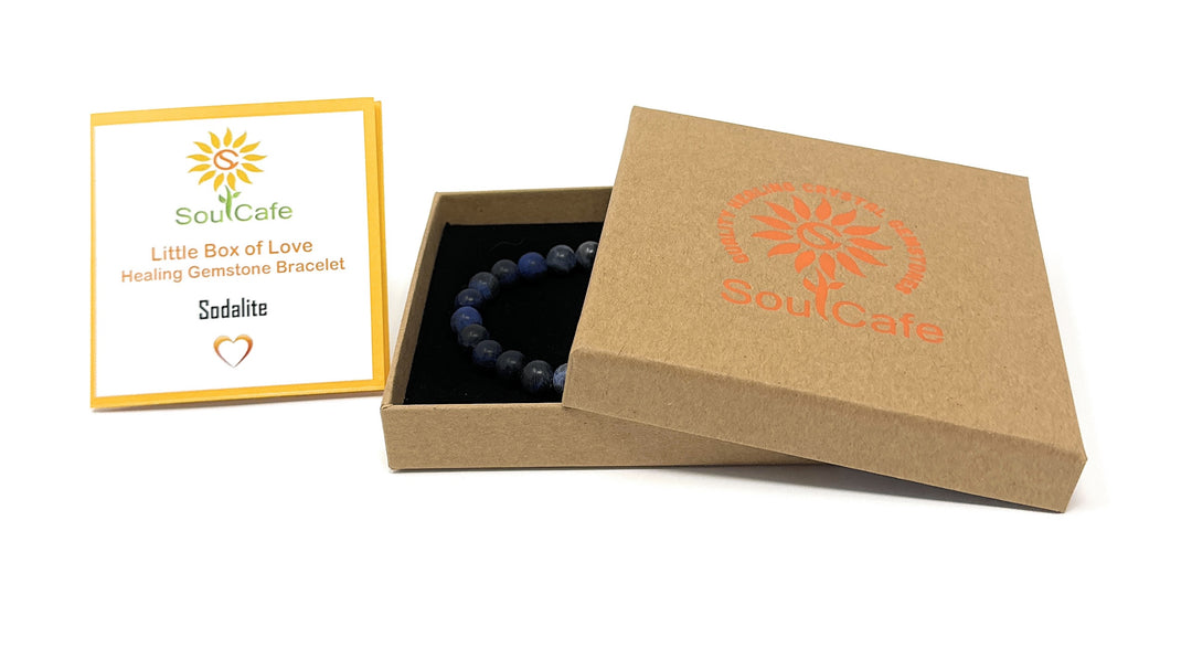 Sodalite Power Bead Crystal Bracelet - Crystal Gemstone Bracelet - Soul Cafe Gift Box & Tag