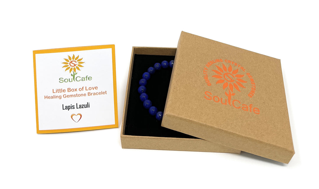 Lapis Lazuli Power Bead Crystal Bracelet - Crystal Gemstones - Soul Cafe Gift Box & Tag