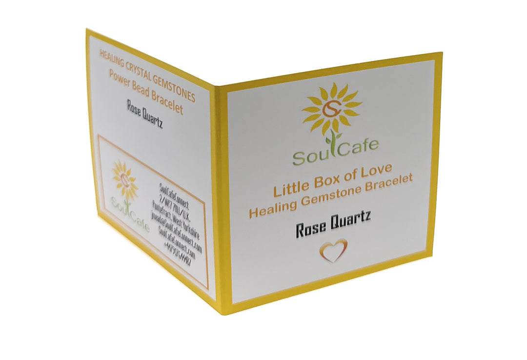 Rose Quartz Power Bead Bracelet - Healing Crystal Gemstone Bracelet - Soul Cafe Gift Box & Tag