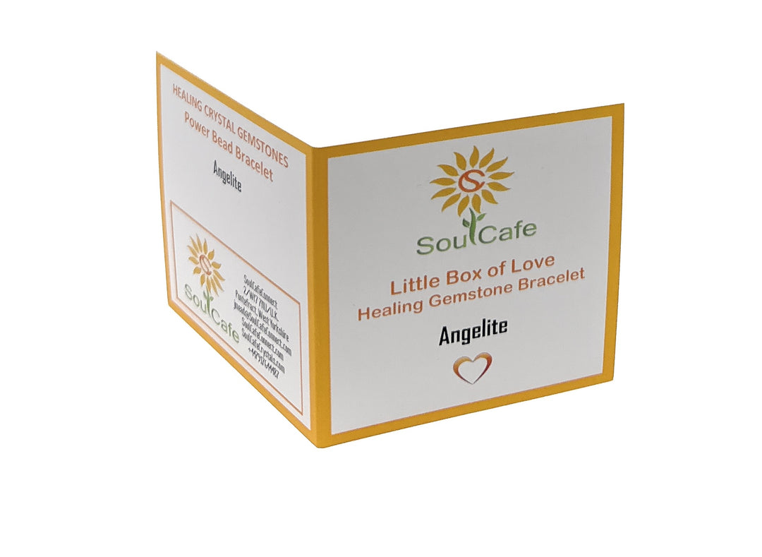 Angelite Power Bead Crystal Bracelet - Genuine Crystal Gemstone Bracelet - Soul Cafe Gift Box & Tag