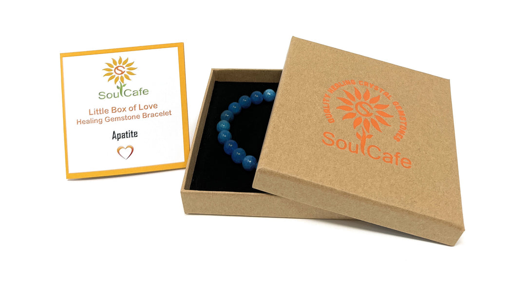 Apatite Power Bead Crystal Bracelet - Genuine Crystal Gemstone Bracelet - Soul Cafe Gift Box & Tag