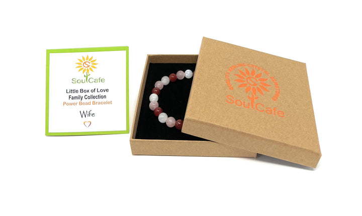 Gift for Wife - Stretch Bead Crystal Gemstone Bracelet - Soul Cafe Gift Box & Tag