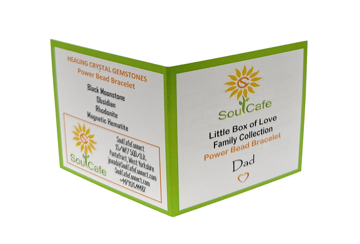 Gift for Dad - Stretch Bead Crystal Gemstone Bracelet - Soul Cafe Gift Box & Tag