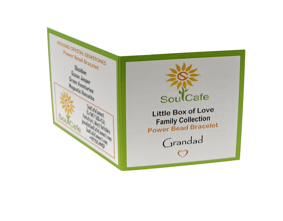 Gift for Grandad - Stretch Bead Crystal Gemstone Bracelet - Soul Cafe Gift Box & Tag