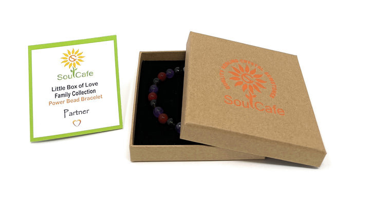 Gift for Partner - Stretch Bead Crystal Gemstone Bracelet - Soul Cafe Gift Box & Tag