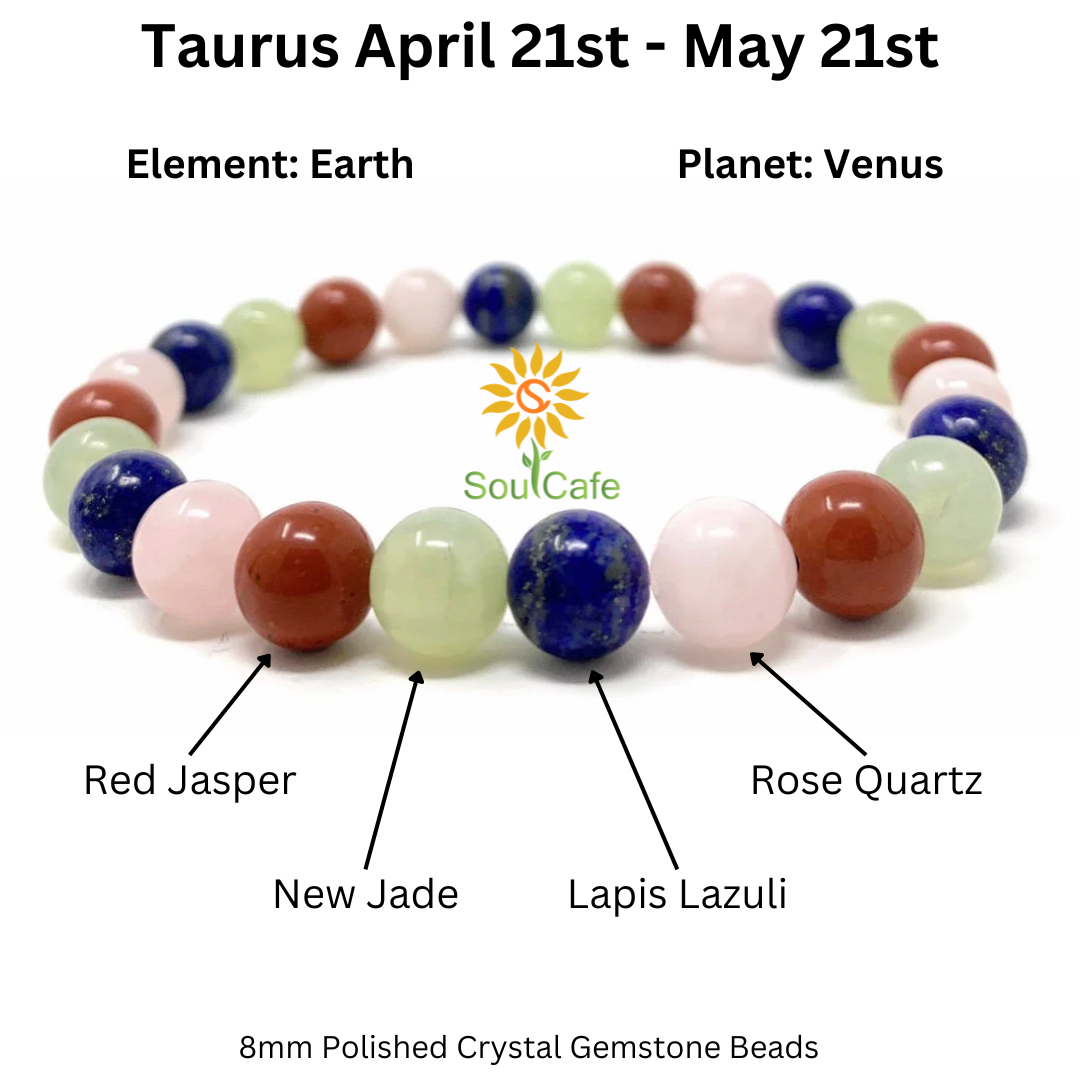 Taurus Crystal Bracelet - Power Bracelet - Zodiac Birthstones - Gift Box & Taurus Tag