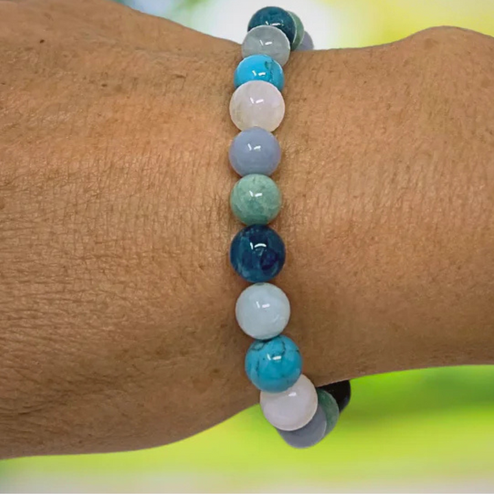 Tranquillity Crystal Gemstone Stretch Bead Bracelet  - SoulCafe Gift Box & Tag