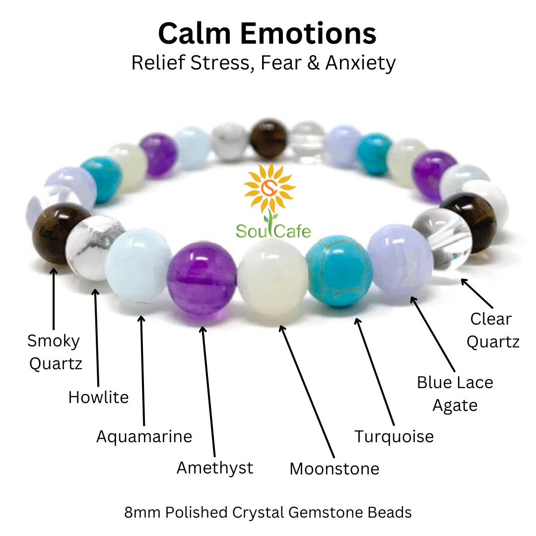 Calming Stretch Crystal Gemstone Bracelet - Soul Cafe Gift Box and