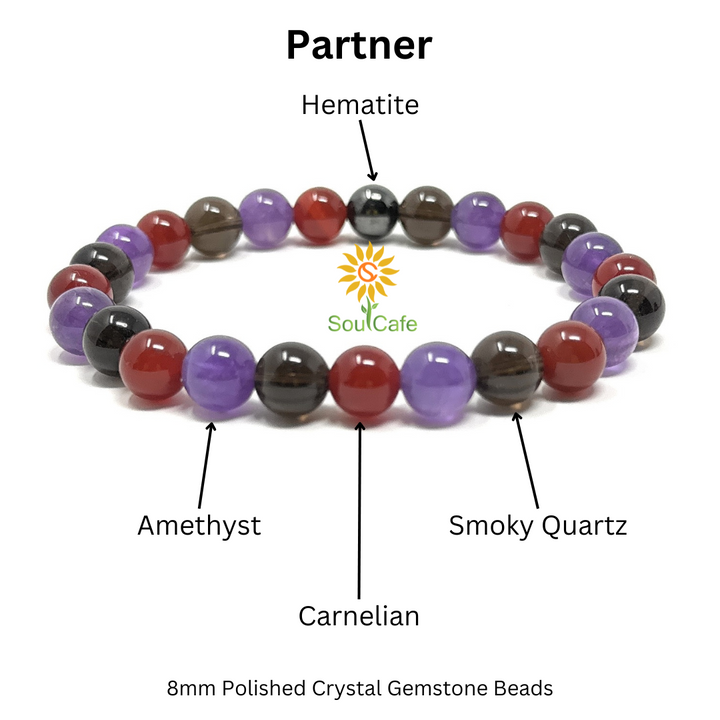 Gift for Partner - Stretch Bead Crystal Gemstone Bracelet - Soul Cafe Gift Box & Tag