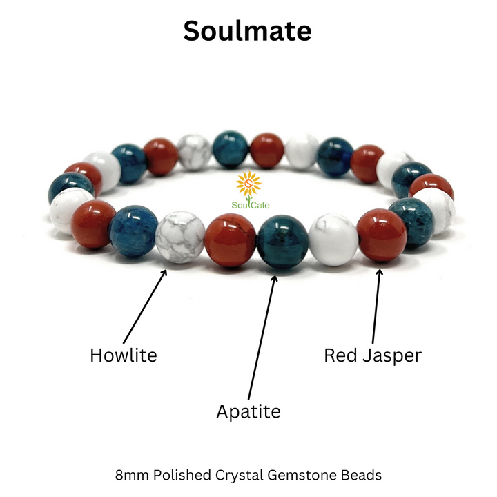 Gift for Soulmate - Stretch Bead Crystal Gemstone Bracelet - Soul Cafe Gift Box & Tag
