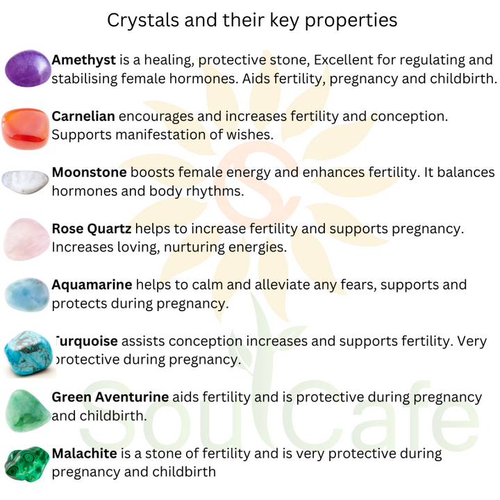 Fertility & Pregnancy Crystal Gemstone Stretch Bead Bracelet - Soul Cafe Gift Box and Tag
