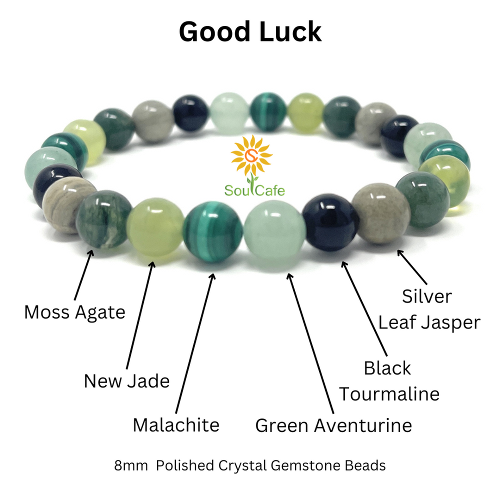 Good Luck Crystal Gemstone Stretch Bead Bracelet Soul Cafe Gift Box SoulCafeCrystals