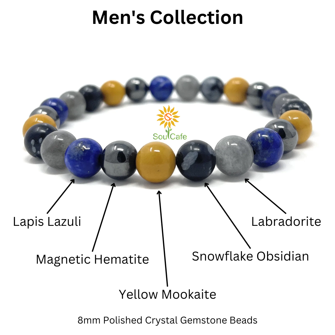 Men's Solid Ground Mala Bracelet | Black Onyx | Brazilian Red Garnet |  Feather | Buddha | Reiki | Grounding | Vitality | Strength | Energy