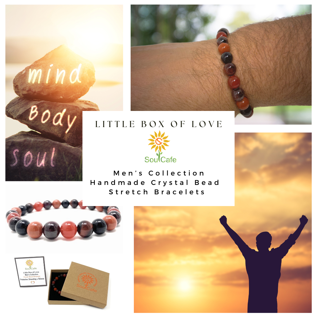 Men s Protection Crystal Gemstone Stretch Bead Bracelet Gift Box Tag
