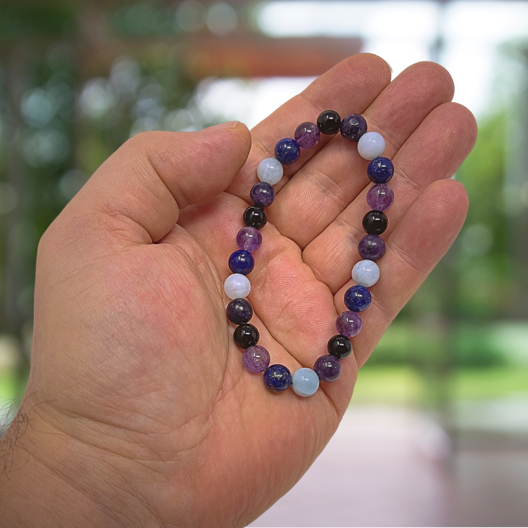 Men s Calm and Stress Holistic Support Crystal Gemstone Bead Bracelet SoulCafeCrystals