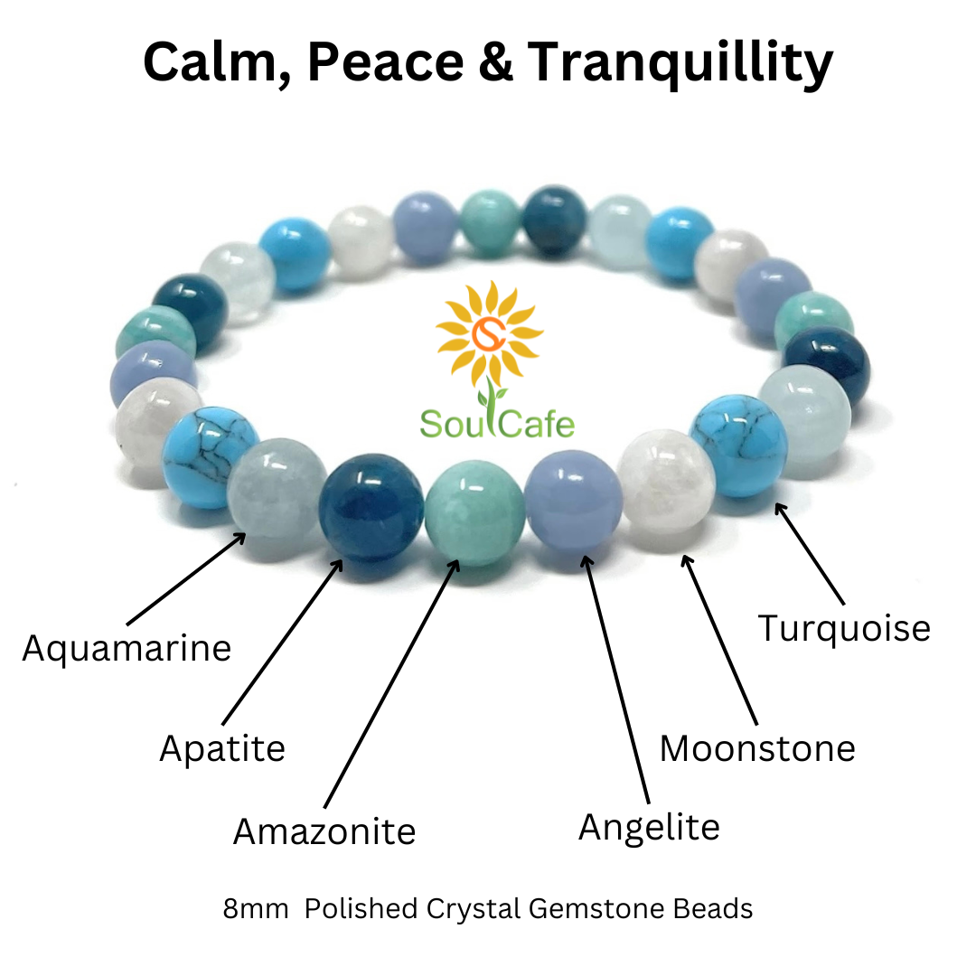 Tranquillity Crystal Gemstone Stretch Bead Bracelet  - SoulCafe Gift Box & Tag