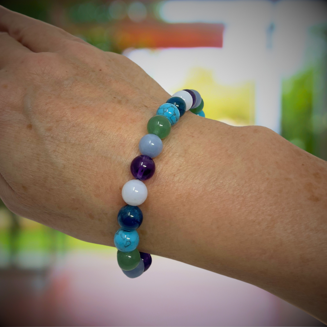 I Am Grateful - Affirmation Crystal Gemstone Bead Bracelet - Law of Attraction Crystals - SoulCafe Gift Box and Tag -  S/M/L/XL