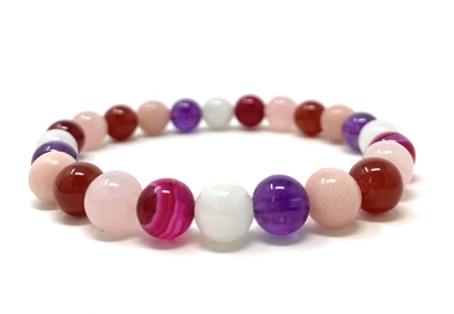 Love Manifesting Crystal Gemstone Stretch Bead Bracelet  -  Soul Cafe Gift Box & Tag