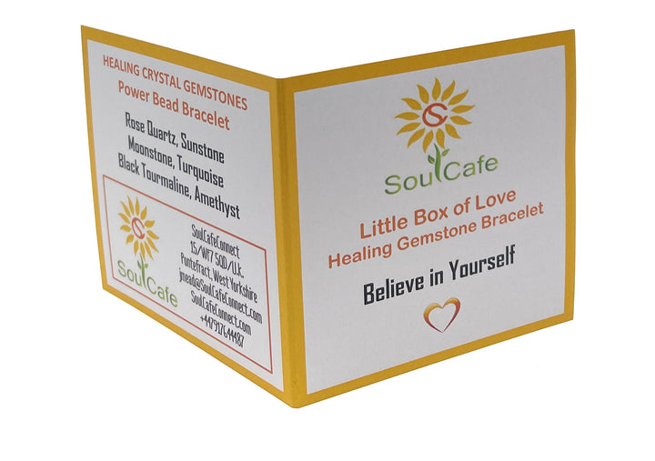 Believe In Yourself Power Bead Bracelet - Stretch Healing Gemstone Bracelet - Crystal Bead Bracelet - Soul Cafe Gift Box & Tag