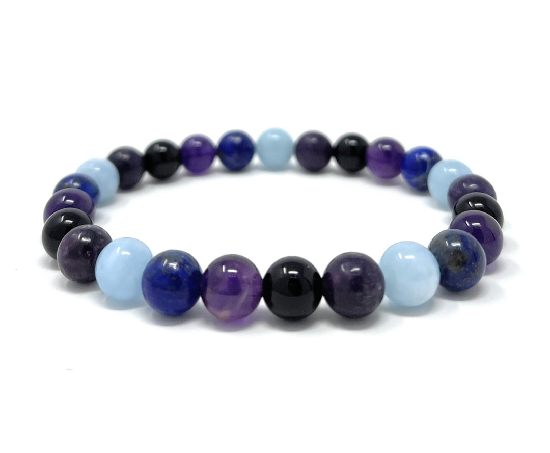 Men's Calm and Stress Holistic Support Crystal Gemstone Bead Bracelet - Soul Cafe Gift Box & Crystal infomation Card