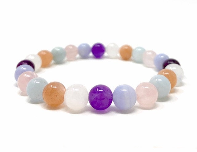 Crystal Gemstone Stretch Bead Bracelet for Holistic Support with Stress and Anxiety - Soul Cafe Gift Box & Tag