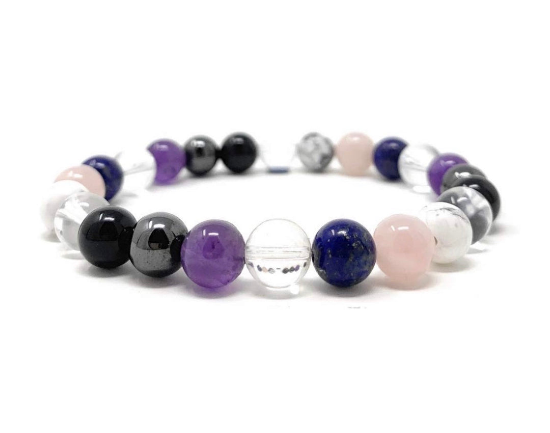 Crystal Gemstone Stretch Bead Bracelet to give Holistic Support with Migraine  - Soul Cafe Gift Box & Information Tag